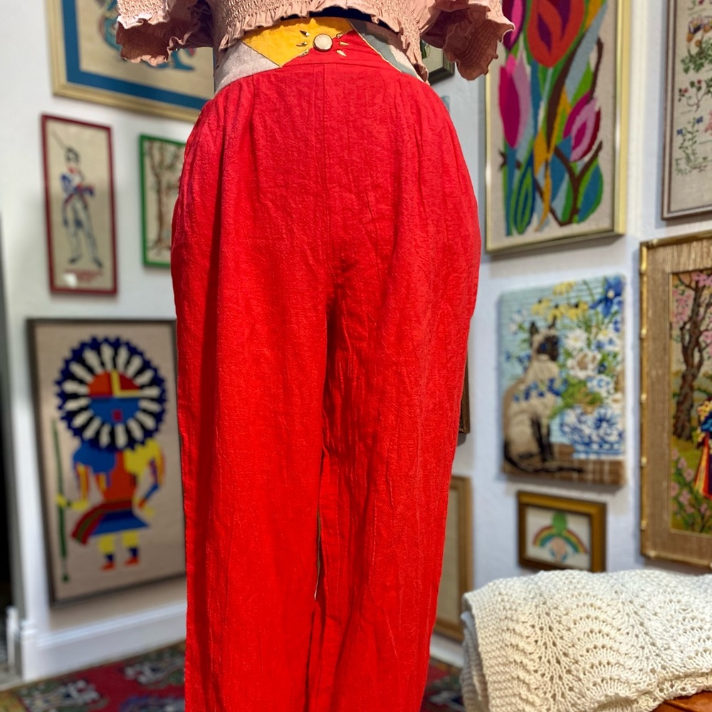 Vintage Red Studded Beaded Embellished Southwestern Lounge Comfy Pants Anthro - Picture 3 of 10